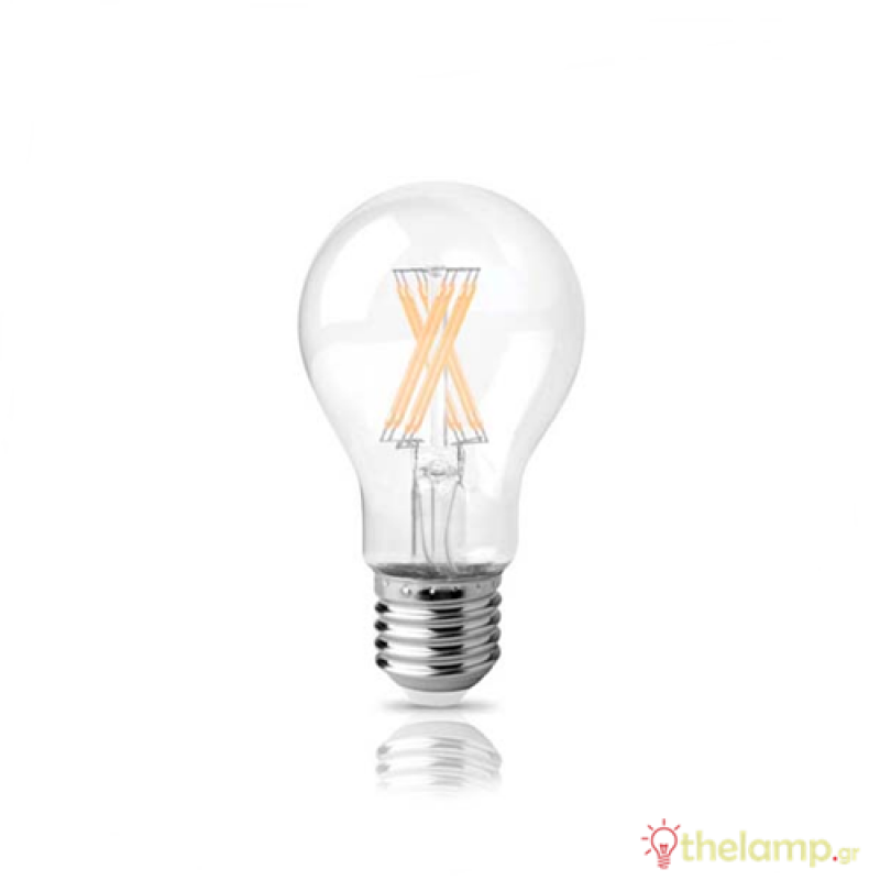 Led κοινή filament A60 220-240V 9W E27 διάφανη warm white 2800K dimmable Φοs_me