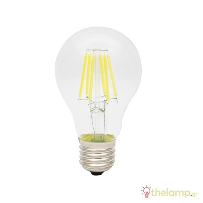 Led κοινή filament A60 220-240V 8W E27 διάφανη κίτρινη Φοs_me