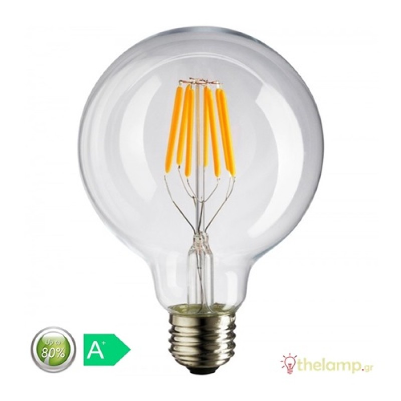 Led γλόμπο filament G95 240V 11W Е27 διάφανο warm white 2800K Φos_me