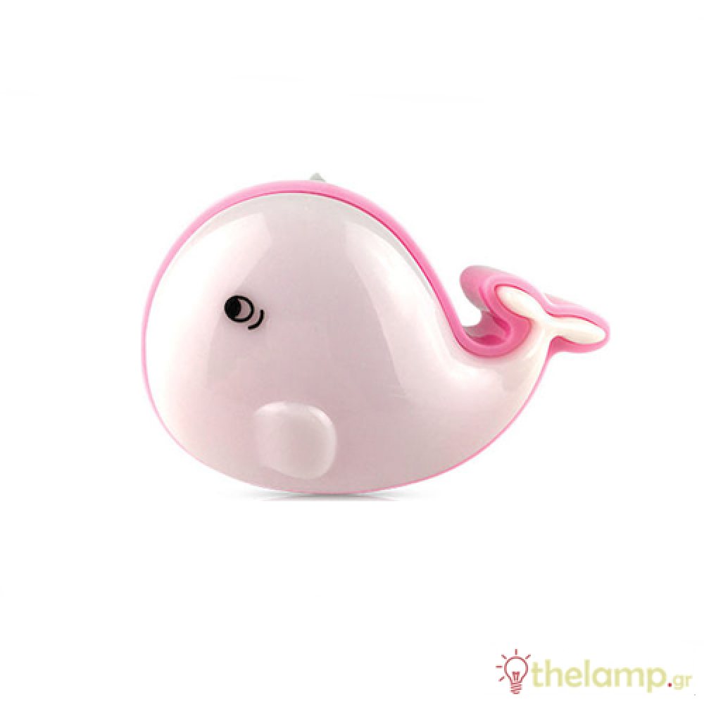 Φωτάκι νυκτός Led φάλαινα 0.5W 110-250V warm white 3000K ροζ Φos_me