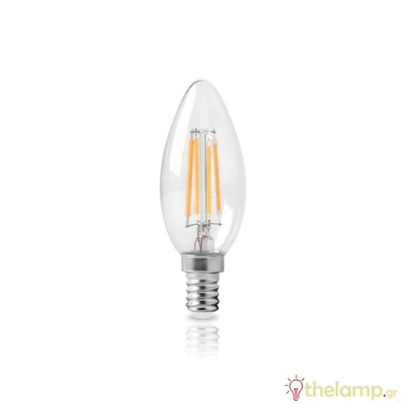 Led κερί filament C35 240V 6W E14  διάφανο cool white 4000K Φos_me