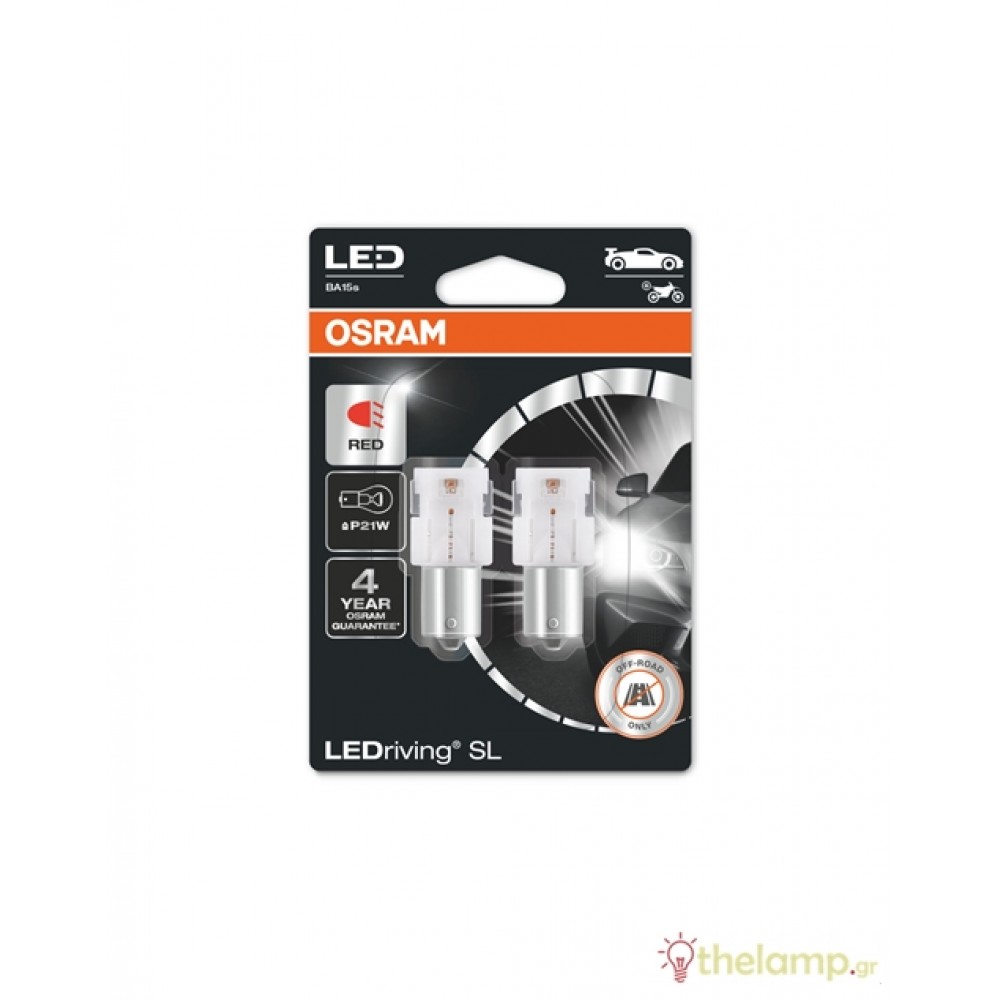 Osram Led 12V 1.4W BA15s (P21W) Red LEDriving Standard DUO blister 7506DRP