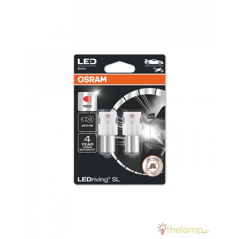 Osram Led 12V 1.4W BA15s (P21W) Κόκκινο LEDriving Standard DUO blister 7506DRP