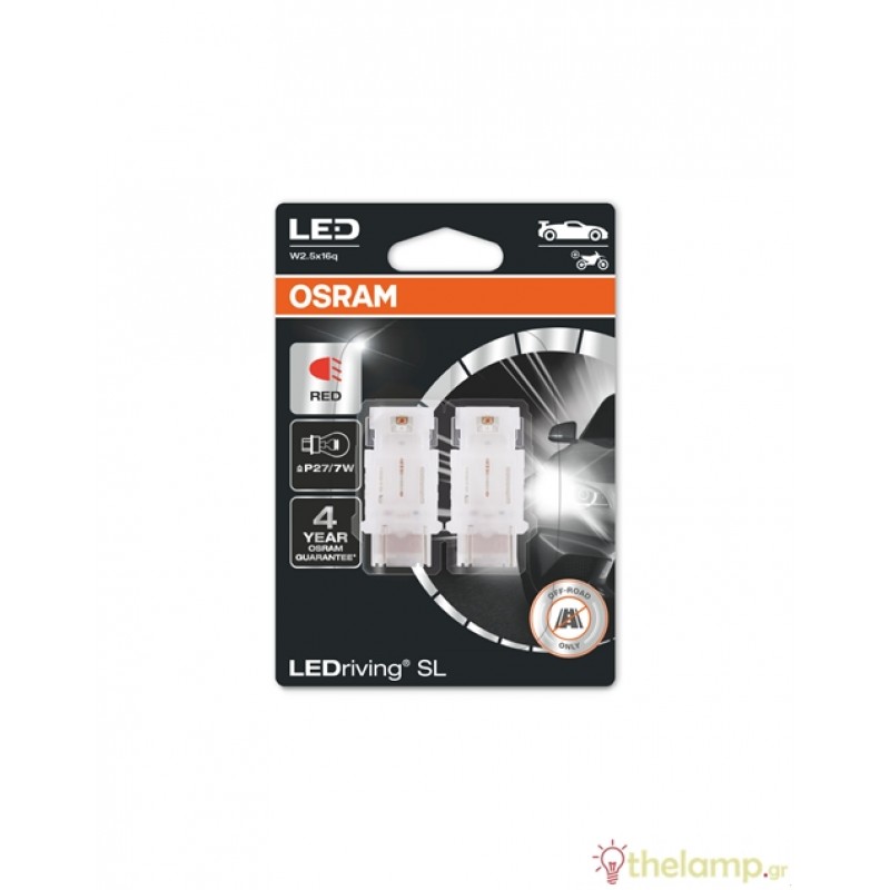 Osram Led 12V 1.7W W2.5x16q (P27/7W) Κόκκινο LEDriving Standard DUO blister 3157DRP