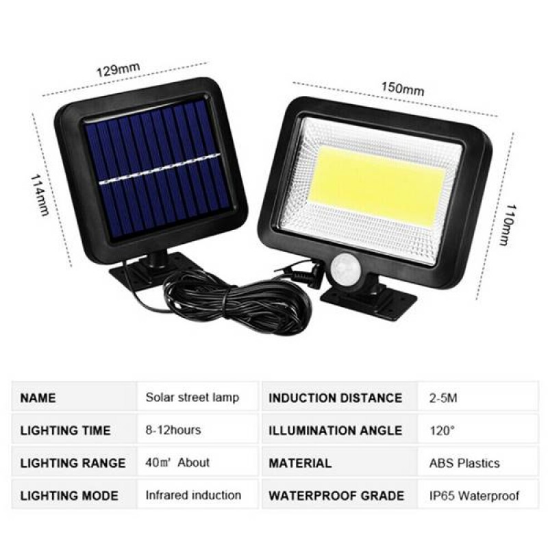 Προβολέας led ηλιακός 260 lumen 120° + sensor day light 6400K μαύρος FX-581