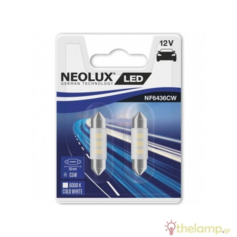 Led αυτοκινήτου 12V 0.5W SV8.5-8 day light 6000K Duo Blister ΝF6436CW Neolux