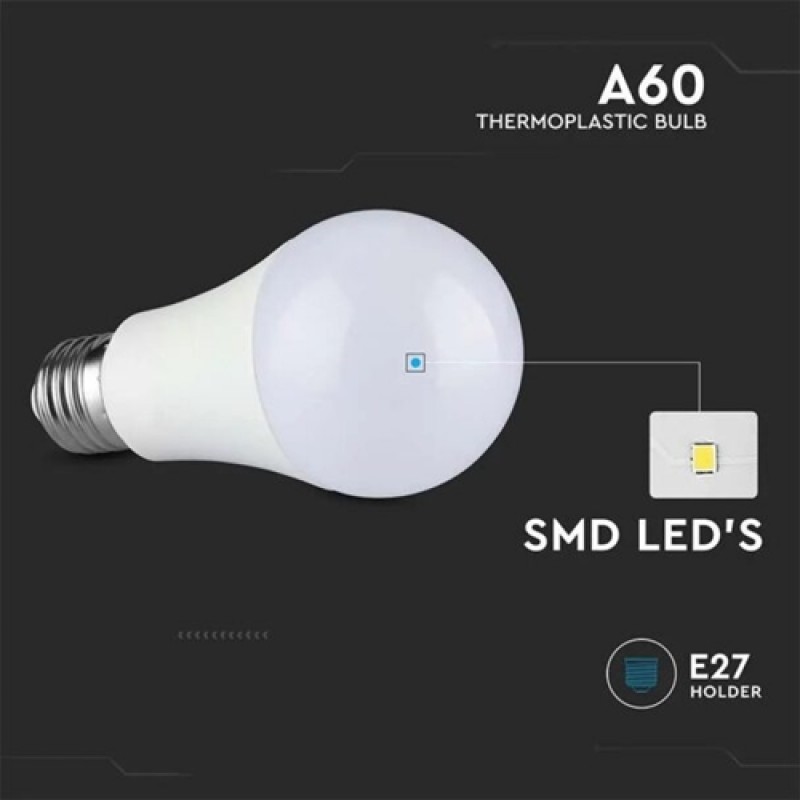 Led κοινή A60 220-240V 8.5W E27 cool white 4000K Samsung chip 217261 V-TAC