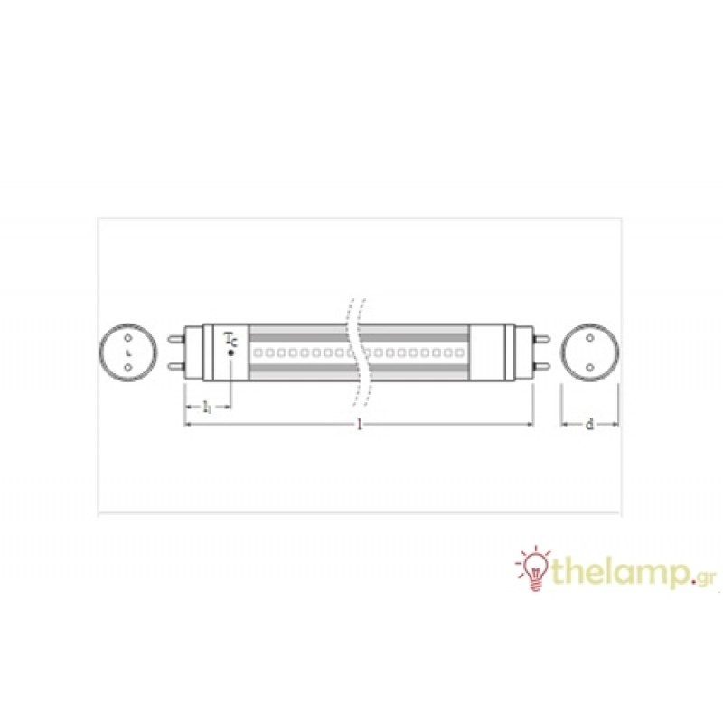 Led φθόριο 16W T8 G13 120cm 360° day light 6500Κ δύο άκρων ST8E-EM IP20 Osram