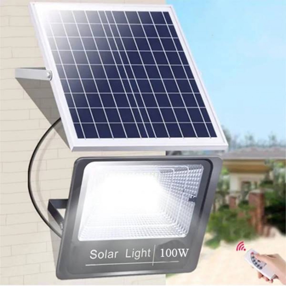 Προβολέας led ηλιακός 100W 120° warm white 3000K μαύρος με φωτοβολταϊκό πάνελ 20w HSL-1909-100W Invictus