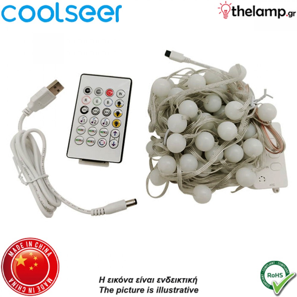 Led γιρλάντα WiFi RGBIC globe fairy light 10m IP65 COL-RGF02W Coolseer