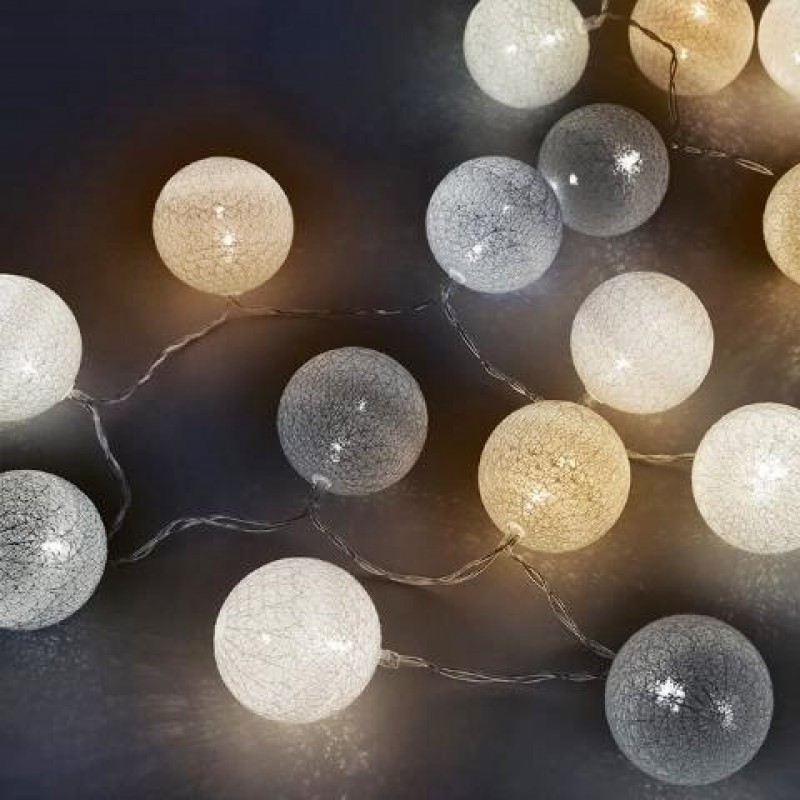 Φωτιστικό γιρλάντα led cotton 0.6W 20leds μπαταρίας με χρονοδιακόπτη Night Φos_me
