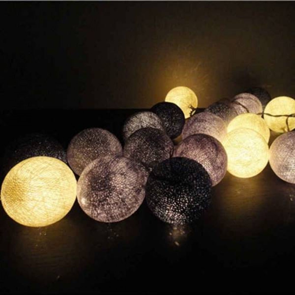 Φωτιστικό γιρλάντα led cotton 0.6W θερμός φωτισμός 20leds μπαταρίας με χρονοδιακόπτη Night Φos_me