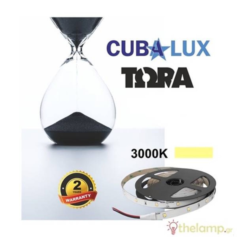 Led ταινία 12V 12W 60led warm white 3000K με αυτοκόλλητο TΩRA IP20 Cuba Lux