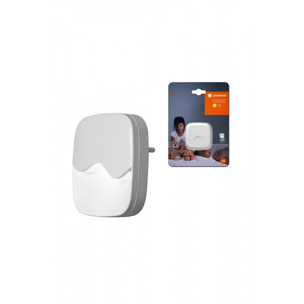 Φωτάκι νυκτός led 240V με αισθητήρα φωτός και πρίζα warm white 3000K τετράγωνο λευκό Lunetta wave Osram