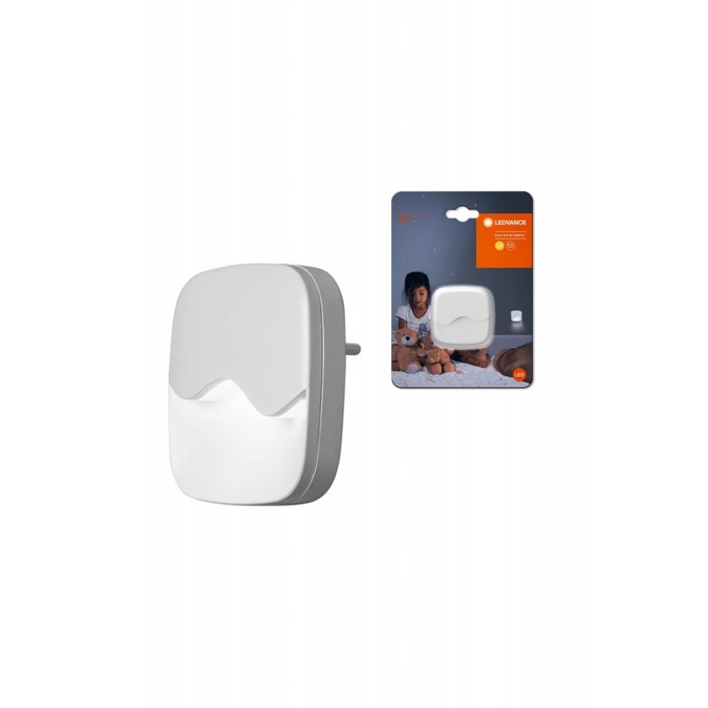 Φωτάκι νυκτός led 240V με αισθητήρα φωτός και πρίζα warm white 3000K τετράγωνο λευκό Lunetta wave Osram