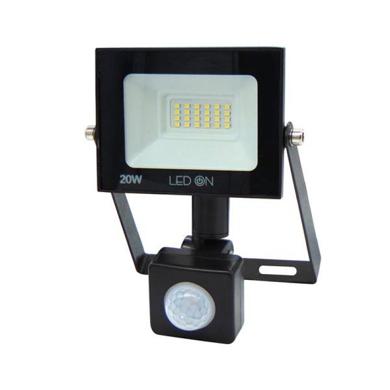 Προβολέας led 20W 230V day light 6500K μαύρος με αισθητήρα QY-2602 UNG/RLX