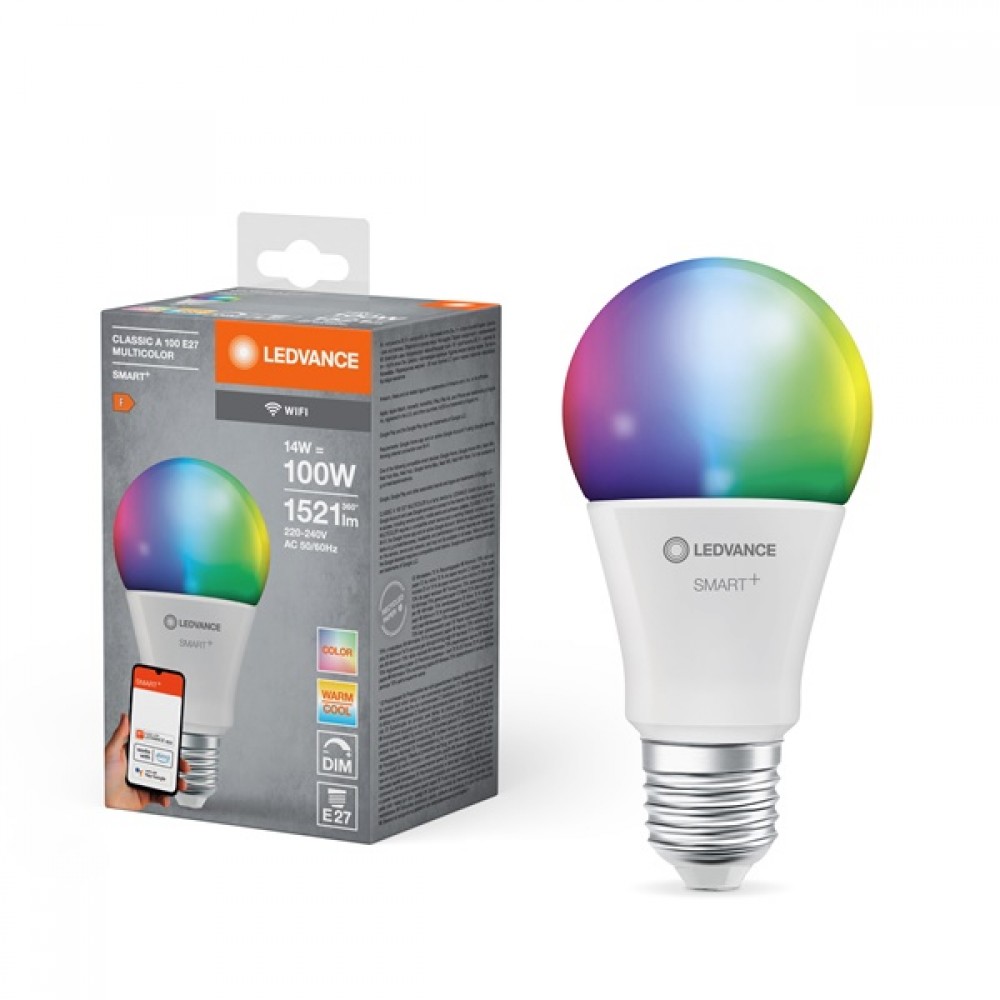Led classic bulb WiFi A100 14W E27 220-240V compatible with Amazon Alexa & Google Home RGBW 2700K+6500K dimmable Ledvance