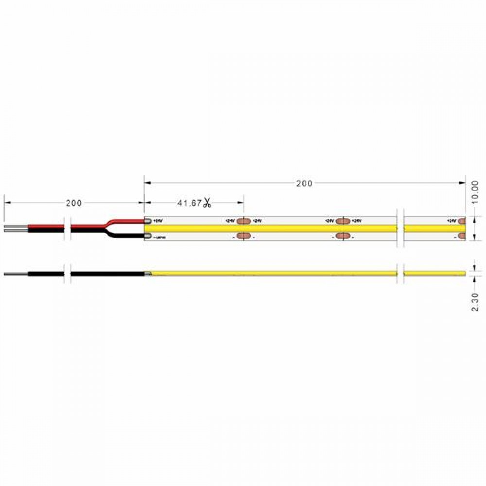 Led strip light COB 24V 9W 504led warm white 3000K με αυτοκόλλητο TΩRA IP20 Cuba Lux