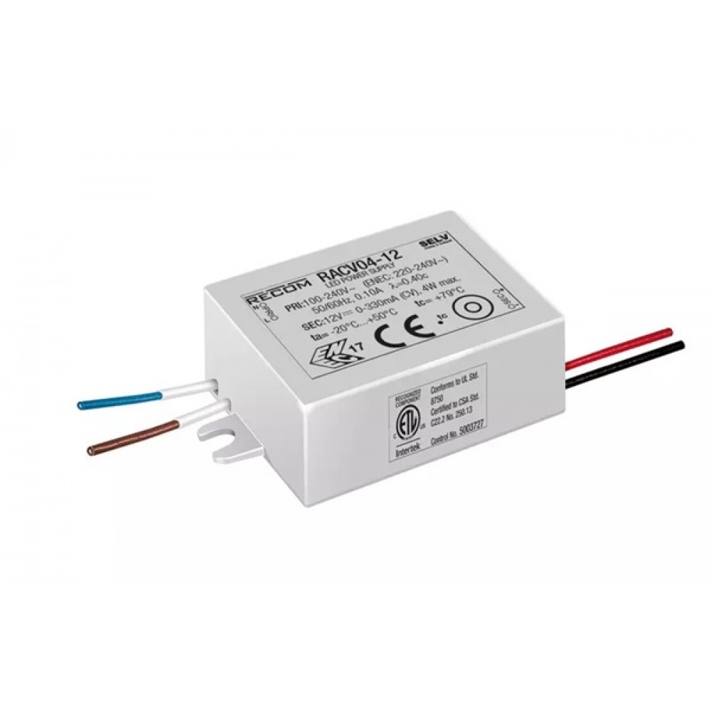 Τροφοδοτικό Led 230V IN -> OUT 12VDC 4,0W 330mA IP65 RACV RECOM