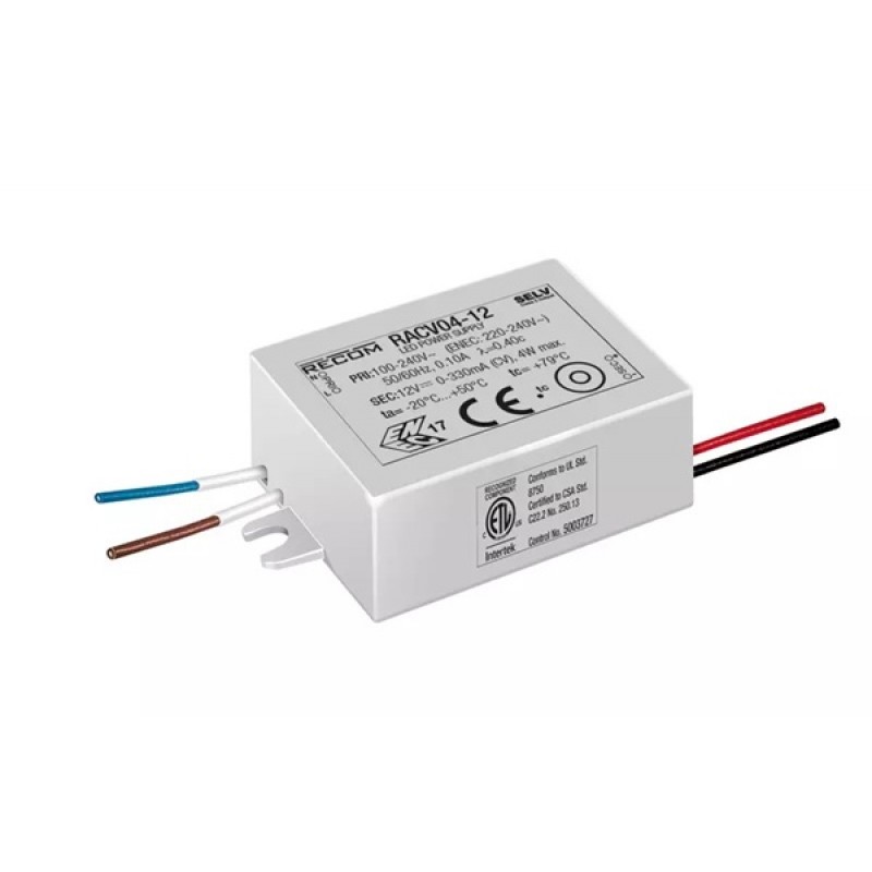 Τροφοδοτικό Led 230V IN -> OUT 12VDC 4,0W 330mA IP65 RACV RECOM