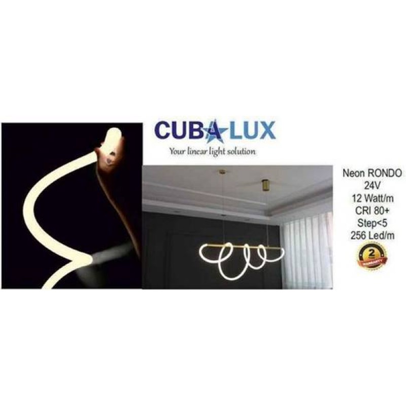 Led ταινία 24V 12W 256led warm white 3000K Neon Rondo TΩRA 2m IP65 Cuba Lux