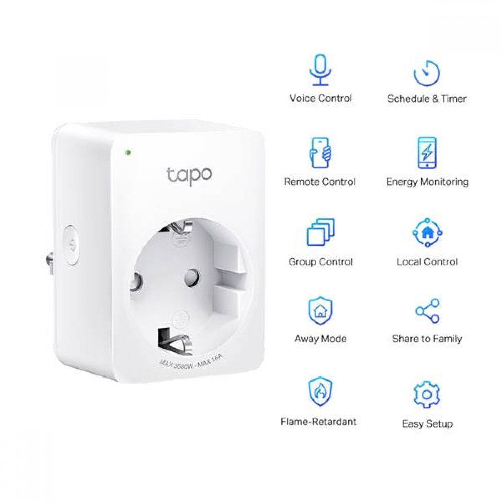 Πρίζα σούκο 16A λευκή Smart WiFi P110 (2-PACK) Tapo TP-Link