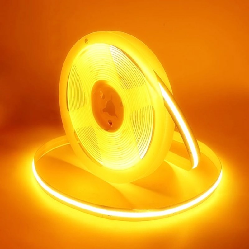 Led ταινία COB 24V 11W 480led/m κίτρινη IP20 με αυτοκόλλητο
