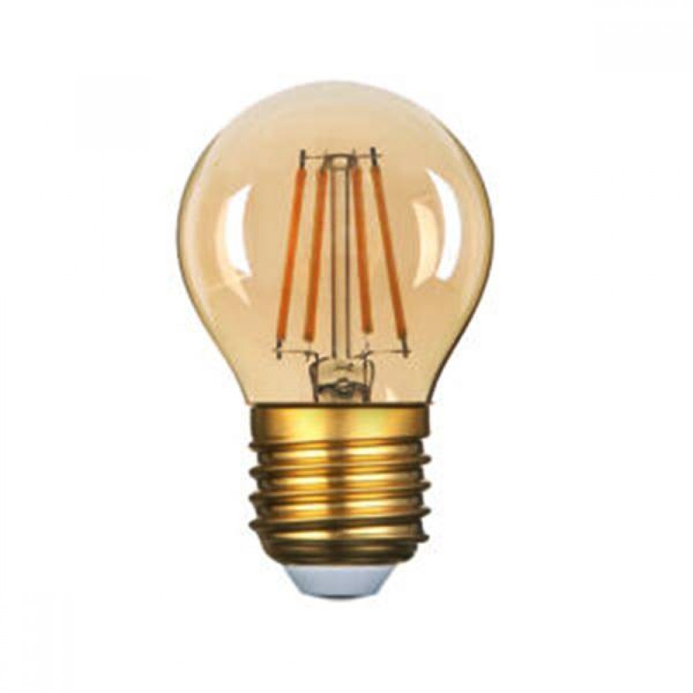 Led mini globe filament G45 4W E27 240V clear amber warm white 2500K dimmable Optonica
