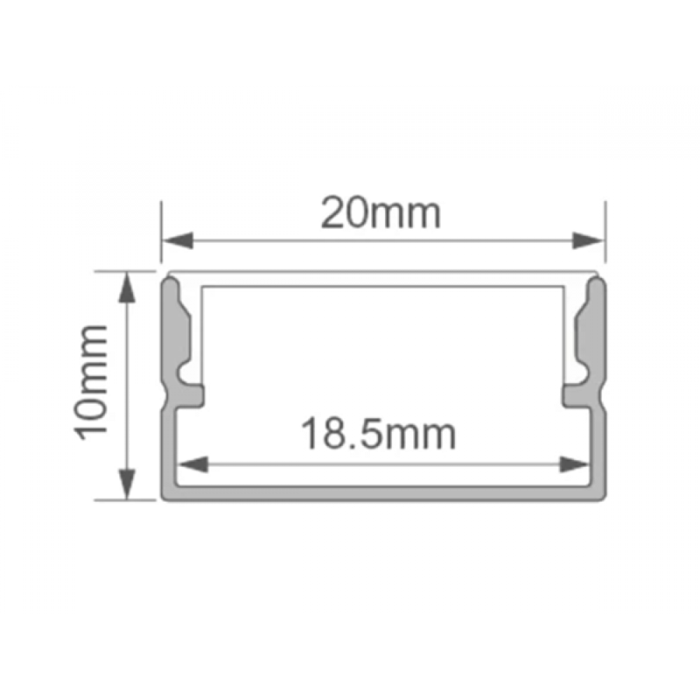 Profile Aluminum surface-mounted type P silver LED strip 2m with opal cover and accessories Wellmax