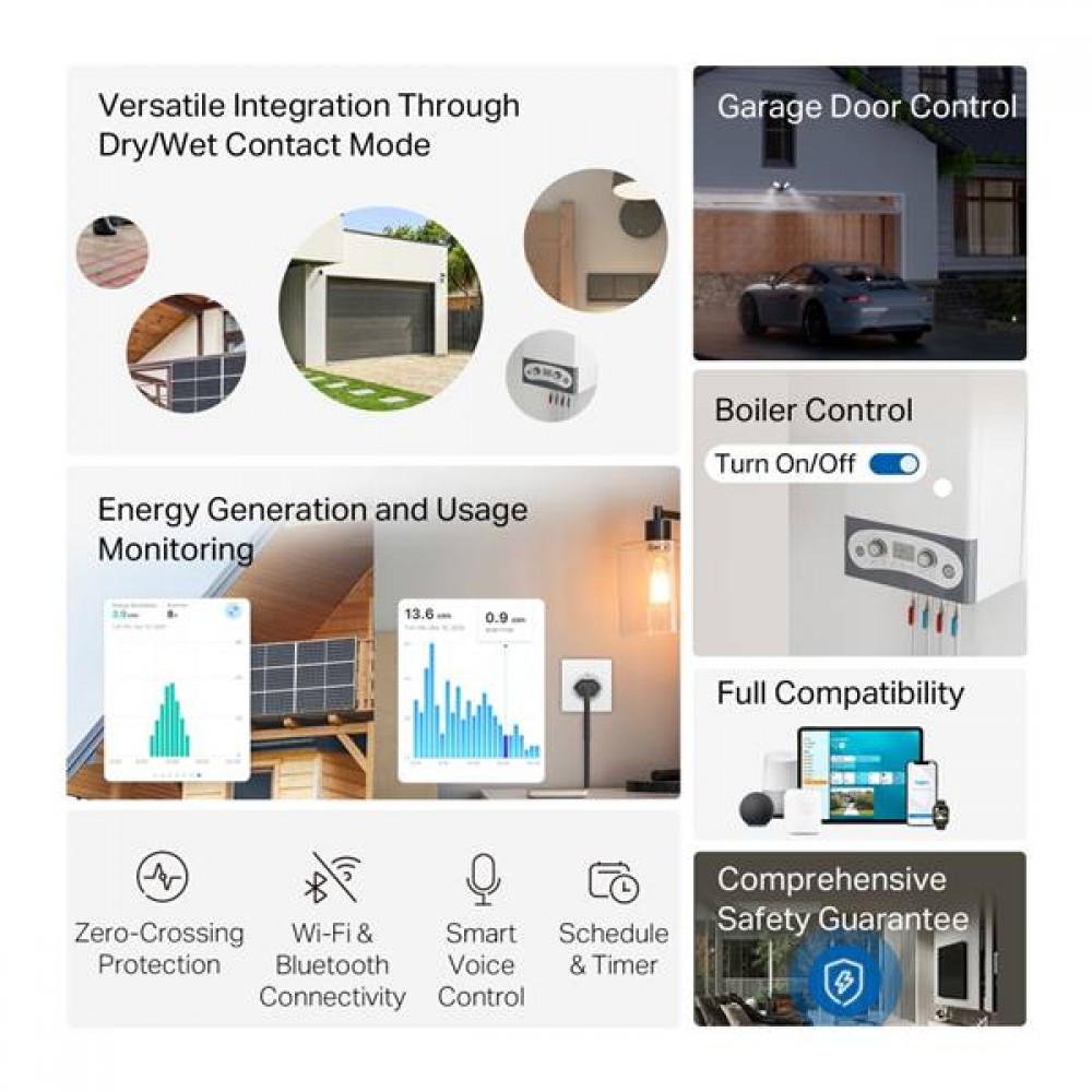 Smart WiFi switch module 100-240V flush-mount 16A energy monitor & dry contact Matter Tapo S110E TP-Link