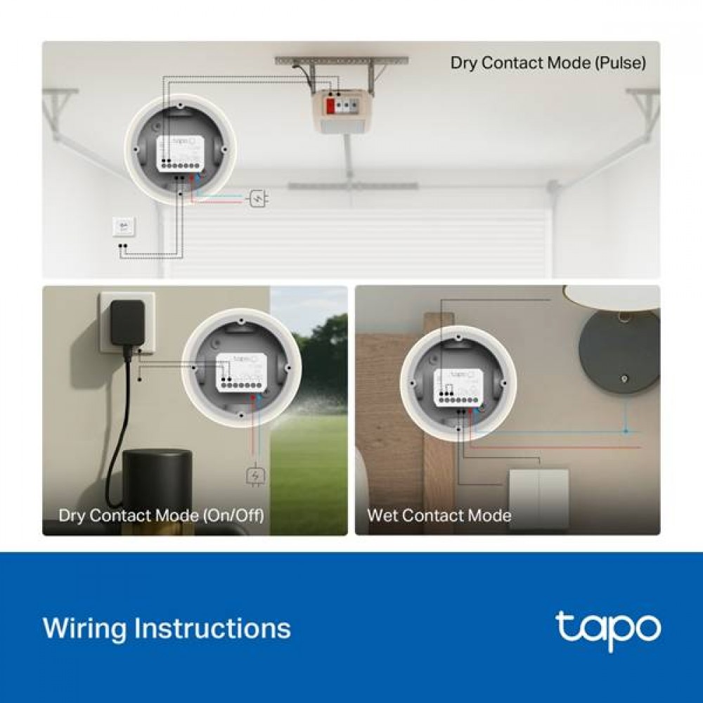 Smart WiFi switch module 100-240V flush-mount 16A energy monitor & dry contact Matter Tapo S110E TP-Link