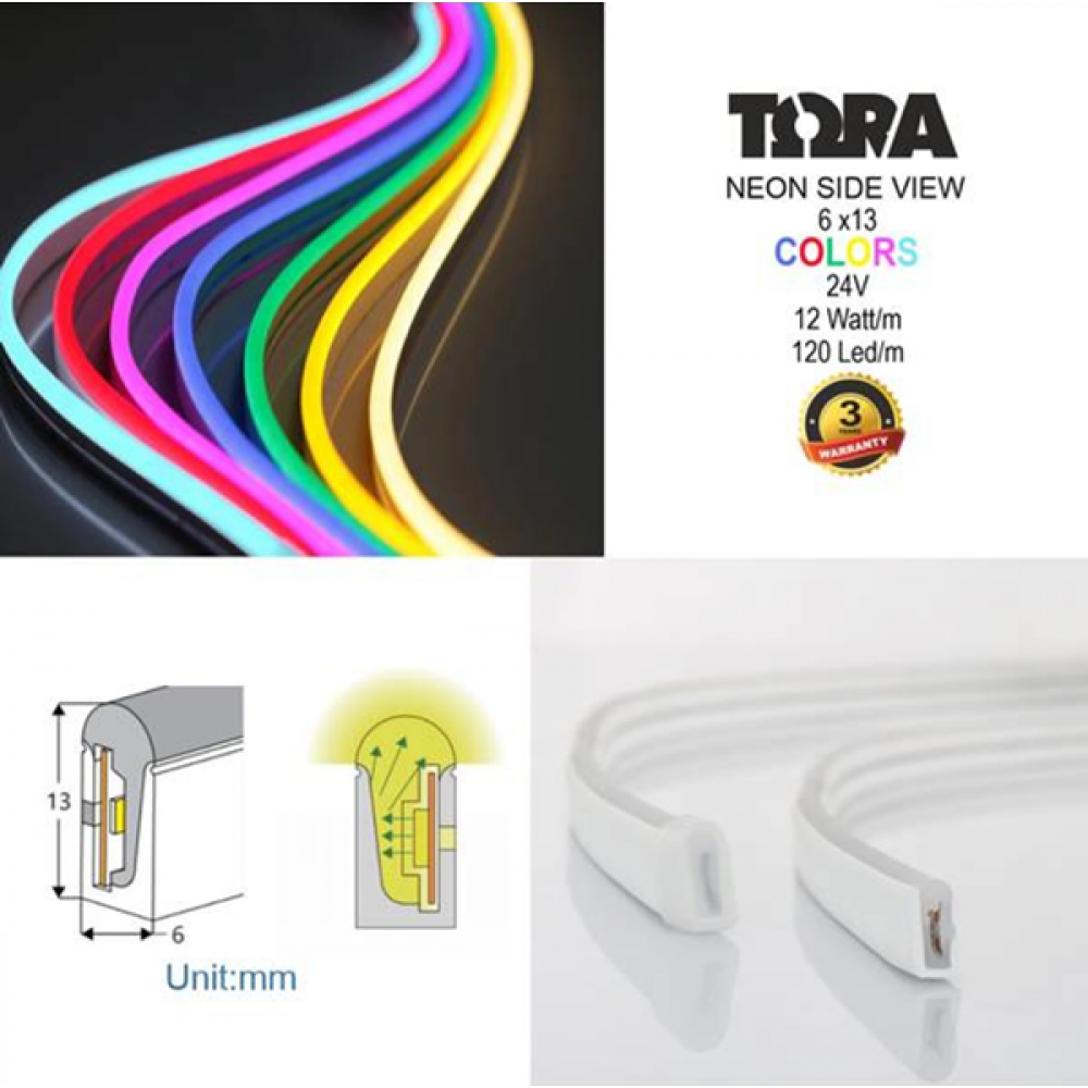 Led ταινία Neon Flex πλάγιου φωτισμού 24V 12W 120led μωβ TΩRA IP67 Cuba Lux